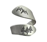 IMINI Anillo envolvente de montaña y árboles, anillo ajustable vintage chapado en plata para mujer, anillo expandible hipoalergénico, bonita joyería de dedo, talla Q-S, Cobre, Sin piedras preciosas