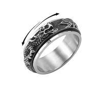 IMINI Anillo giratorio de dragón giratorio de acero inoxidable, punk, animal, para aliviar la ansiedad y el estrés, gira libremente, anillo de compromiso para hombres, niños, mujeres, cumpleaños
