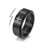 IMINI Anillo giratorio inspirador con versículos bíblicos cristianos Jesucristo Señor, oración, alivio del estrés, para hombres y mujeres, dedo de ansiedad, giratorio, acero inoxidable, regalo de