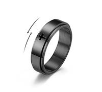 IMINI Anillo giratorio minimalista con cruz cristiana Jesucristo Señor Oración para aliviar el estrés Spinner Fidget Band Anillos para hombres mujeres Ansiedad dedo gira libremente anillo de acero