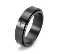 IMINI Anillo giratorio minimalista con cruz para aliviar la ansiedad, banda giratoria de acero inoxidable de 6 mm para hombres y mujeres, cristiano Jesucristo, Señor, oración, fe, joyería de regalo