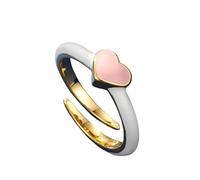 IMINI Anillo minimalista ajustable con corazón para mujeres y niñas, romántica banda abierta esmaltada, joyería de promesa apilable, regalo de compromiso rosa y rojo para ella, Metal, Sin piedras