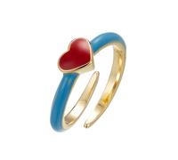 IMINI Anillo minimalista ajustable con corazón para mujeres y niñas, romántica banda abierta esmaltada, joyería de promesa apilable, regalo de compromiso rosa y rojo para ella, Metal, Sin piedras