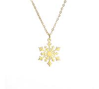 IMINI Collar minimalista con colgante de copo de nieve para mujeres y hombres, cadena de eslabones ajustable de 45 a 50 cm, gargantilla de acero inoxidable, ligera, regalo de joyería de invierno para