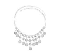 IMINI Collar vintage con borla de moneda para mujer, gargantilla de cadena ajustable bohemia, 48 + 7 cm, joyería india Bollywood chapada en oro antiguo/plata, para festivales, bodas, uso tradicional