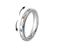 IMINI Colorido CZ Flor Fidget Anillo giratorio para mujer Acero inoxidable Cristal Floral Apilable Girado Anillos de declaración antiestrés Joyería delicada Herramienta anti-ansiedad, Ajustable, Acero