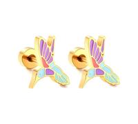 IMINI Pendientes de tuerca de acero inoxidable y esmalte colorido de 20 g, diseño de colibrí, para cartílago y tragus, joyería hipoalergénica para mujeres y hombres, hipoalergénicos