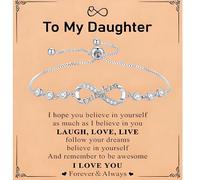 IMINI Pulsera con dije de infinito, cobre chapado en plata y cristal de circonita, para mi hija o madre, joyería inspiradora para mujeres y niñas, cadena ajustable de 26 cm, regalo para cumpleaños y
