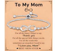 IMINI Pulsera con dije de infinito, cobre chapado en plata y cristal de circonita, para mi hija o madre, joyería inspiradora para mujeres y niñas, cadena ajustable de 26 cm, regalo para cumpleaños y