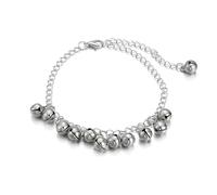 IMINI - Pulsera de tobillo con campanas, bohemia, para mujer, collar de pie ajustable, con perlas y colgantes, estilo vintage, sandalia hippie para playa, festival oriental, danza del vientre, encanto