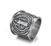 IMINI San Benito Exorcismo Santo Marca Anillo para Hombres Mujeres Chicos Christian San Jesús Cruz Protección Exorcismo Anillos Bandas de Dedos Regalo Religioso Acero Inoxidable Judío Romano, 9, Acero