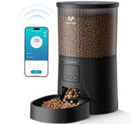 IMIPAW Comedero Gato Automatico, 2.4G | 5G WiFi, 4L Dispensador Comida para Perros, Gatos con Programa Personalizado de Alimentación Automática, Control de App, 1-10 Comidas al Día (Negro, 4L)