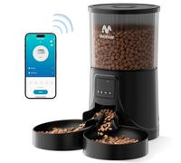 IMIPAW Comedero Gato Automatico, 2.4G WiFi, 4L Dispensador Comida para Perros, Gatos con Dos Cuencos, Control de App, Programa Personalizado de Alimentación Automática, 1-10 Comidas al Día
