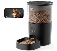 IMIPAW Comedero Gato Automatico con Cámara, 1080P HD, 2,4 G WiFi, Control de App, 10s Grabación de Voz, Dispensador Comida Gatos Perros, 1-8 Comidas al Día (Negro)