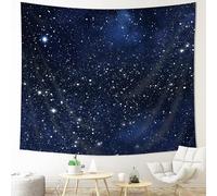 Imirell Kewwe - Tapiz de cielo nocturno con estrellas para colgar en la pared, azul oscuro, 198 cm de ancho x 149 cm de alto, diseño de galaxia y universo, obra de arte para dormitorio, sala de estar,