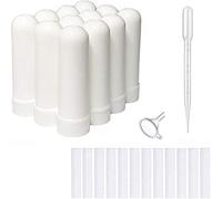 Imirootree, 12 tubos de inhalador nasal en blanco de aceite esencial, recargables, vacíos, de plástico blanco, inhaladores nasales, palillos para aceite esencial de bricolaje y otros líquidos