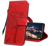 IMIRST Funda Libro con Tapa Magnética para OPPO Find X2 Lite 5G Smartphone - KT1 Wish Tree Red