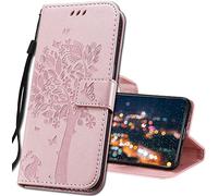 IMIRST Funda Libro con Tapa Magnética para Realme 5 Pro Smartphone - Carcasa KT1 Wish Tree Pink