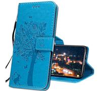 IMIRST Funda Libro con Tapa Magnética para Realme C11 Smartphone - KT1 Wish Tree Blue