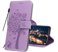 IMIRST Funda Libro Con Tapa Magnética Para Xiaomi Mi 10 / Mi 10 Pro Smartphone - KT1 Wish Tree Purple