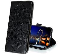 IMIRST Funda para OPPO A94 5G, Estampado Mandala Libro de Cuero Billetera Carcasa, PU Leather Flip Folio Case Compatible con OPPO A94 5G / Reno5 Z. LD Mandala Black