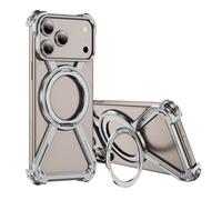 IMIRST Funda Titanio para iPhone 17 Pro MAX, Ultrafina Metálicos Sin Fronteras [contra Caídas Grado Militar] [Soporte Magnético Giratorio] [Compatible con MagSafe] para iPhone 17 Pro MAX, THJ Plata
