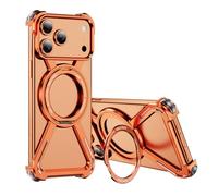 IMIRST Funda Titanio para iPhone 17 Pro MAX, Ultrafina Metálicos Sin Fronteras [contra Caídas Grado Militar] [Soporte Magnético Giratorio] [Compatible con MagSafe] para iPhone 17 Pro MAX, THJ Naranja