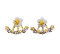 Imitación de la perla del corazón de cristal de la flor de la hoja de las alas de ángel de los pendientes de la vid prisionera de la geometría para el comercio al ingrben tratado.