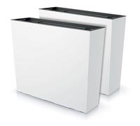 IMJ-Global - 2 Jardineras Exterior Grandes 58x18x49,8cm, Macetas Decorativas Interior Exterior 44 litros (Inserto de 12 litros) Jardinera Decorativas en Plástico Resistente a la Intemperie (Blanco)