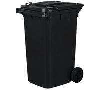 IMJ-Global - Cubo de Basura Alto Grande 240 Litros PN-EN 840 con Ruedas y Sistema de Enganche Mecánico de Recogida, Cubos de Basura de Reciclaje Contenedor Basurero en Plástico (Graphite)