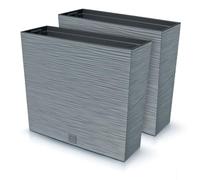 IMJ-Global Furu Case Lot de 2 macetas rectangulares de plástico, 58 x 18 x 49,8 cm, para interior y exterior, gris, 44 litros, diseño moderno