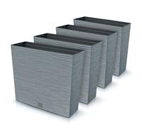 IMJ-Global Furu Case Lot de 4 macetas rectangulares de plástico, 58 x 18 x 49,8 cm, para interior exterior, gris, 44 litros, diseño moderno