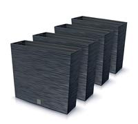 IMJ-Global Furu Case Lot de 4 macetas rectangulares de plástico, 58 x 18 x 49,8 cm, para interior y exterior, negro, 44 litros, diseño moderno