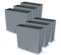 IMJ-Global Furu Case Lot de 6 macetas rectangulares de plástico, 58 x 18 x 49,8 cm, para interior exterior, gris, 44 litros, diseño moderno