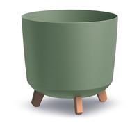 IMJ-Global Gracia Tubus - Maceta redonda para flores, de plástico, diámetro 30,5 x 35 cm, para interior y exterior, verde, 14 litros, diseño moderno