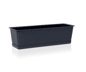 IMJ-Global Jarrón para flores plantas Ratolla Case P decorativo de plástico 68,5 x 17,3 x 15 cm de interior exterior rectangular color negro 11,7 litros diseño moderno