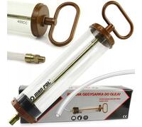 IMJ-Global Jeringa Extractor Aspirador Manual de 400 ml | Ø60x340 mm | Casquillo 11 mm | Tubo de goma 230 mm | Transparente | para aspirar aceite líquidos