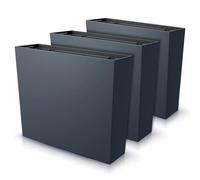 IMJ-Global Juego de 3 macetas rectangulares para flores, plantas, de plástico, 58 x 18 x 49,8 cm, para interior y exterior, color negro, 44 litros, diseño moderno