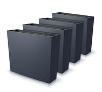 IMJ-Global Juego de 4 macetas rectangulares para flores, plantas, de plástico, 58 x 18 x 49,8 cm, para interior y exterior, color negro, 44 litros, diseño moderno