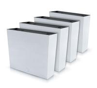 IMJ-Global Juego de 4 macetas rectangulares para flores y plantas, de plástico, 58 x 18 x 49,8 cm, para interior y exterior, color blanco, volumen 44 litros, diseño moderno
