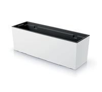 IMJ-Global Maceta para flores plantas rectangular Urbi Case decorativa de plástico, 20 cm de altura, para interior y exterior, 58 x 18 cm, color blanco, diseño moderno, 18 litros