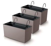 IMJ-Global Urbi - Juego de 3 macetas rectangulares para flores, plantas, de plástico, 39,5 x 18,5 x 19,5 cm, para interior y exterior, volumen de 12 litros, diseño moderno