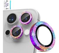 imluckies Glitter Protector de Lente de Cámara para iPhone 16 Pro - iPhone 16 Pro Max, AR+AF Cristal Templado, Metal Anillo Individual 9H Anti-Rayaduras, Accesorios de Cámara HD - Bling Colorido