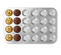 immer Bandeja Mini-Muffins 24 Cavidades Acero Inoxidable, sin Revestimiento sin PFAS de Acero Inox 18/8 Apto para Lavavajillas