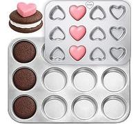 immer Molde para Horno de Acero Inoxidable Bandeja Whoopie-Pie y Corazones, sin Revestimiento sin PFAS 18/8 Apto para Lavavajillas (Whoopie-pie+Corazones)
