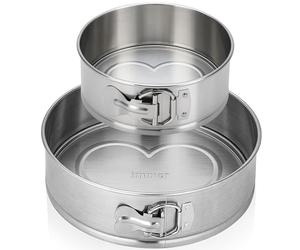 immer Set de 2 Moldes Desmontables Reposteria Molde Tarta o Bizcocho de acero inoxidable 18/8 sin revestimiento sin PFAS, Ø 25 cm + 18 cm