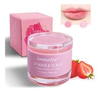 immetee Exfoliante Labial,Mascarilla Labios 2 en 1,Reparador Labial Hidratante,Doble Repara Eficazmente Los Labios Secos,Péptido de Colágeno Mascarilla de labios0.35 oz（Fresa）