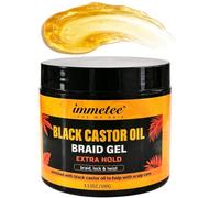 immetee Gel para Trenzas con Aceite de Ricino Negro, Fijación Extra Fuerte para Trenzas, Rastas y Twist, Control de Orillas Hidratante, Anticrespo (Castor Oil Braid Gel)