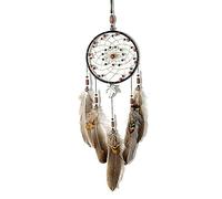 IMMIGOO Traditional Dream Catcher Handmade Feathers for Car Room Wall Hanging Mobile Ornament Decoration Craft Gifts Boys Girls - Brown