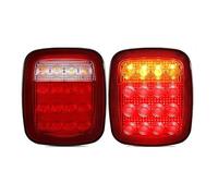 IMMLSX Coche Piloto Trasero Para Jeep Para Wrangler YJ TJ CJ 2 Uds 16 Luces Traseras LED Luz De Carcasa Ahumada Freno Trasero Marcha Atrás Con/sin Señales Giro(Red with Turn)